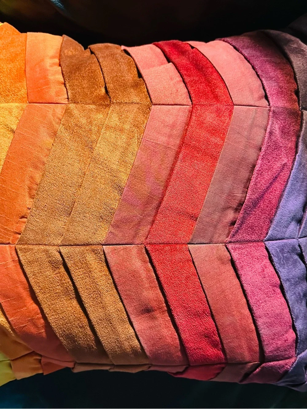 Vintage Pier 1 Retro Multi Color Sunset Chevron 18” x 18” Pillow